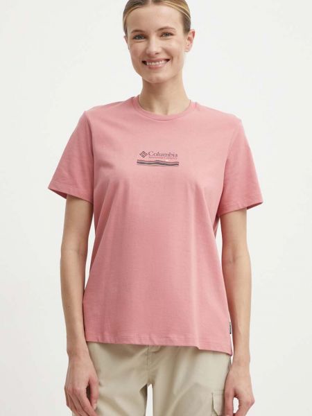 Памучна тениска Columbia розово