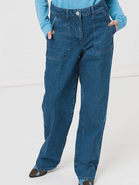 Прямые джинсы с высокой талией United Colors Of Benetton синие