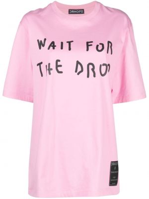 Koszulka bawełniana z nadrukiem Drhope różowa
