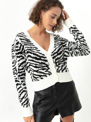 Cardigan cu model zebră Lafaba negru