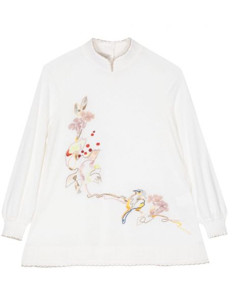 Pull à fleurs Shiatzy Chen blanc