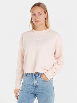Laza szabású pulóver Tommy Jeans rózsaszín