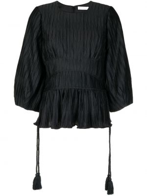 Plissert peplum bluse Jonathan Simkhai svart