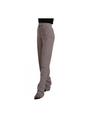 Jedwabne spodnie z wysoką talią Armani brązowe