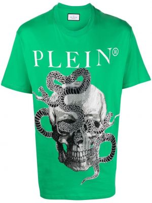 Koszulka z nadrukiem w wężowy wzór Philipp Plein zielona