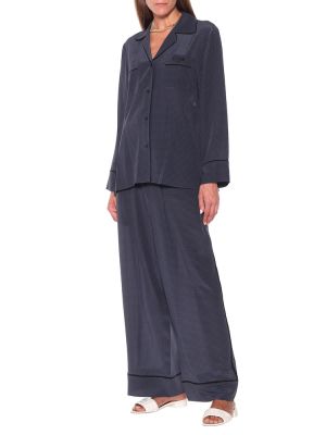 Voľné bodkované hodvábne nohavice Fendi modrá