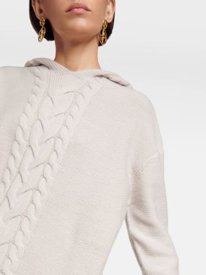 Sweter wełniany z kaszmiru S Max Mara beżowy