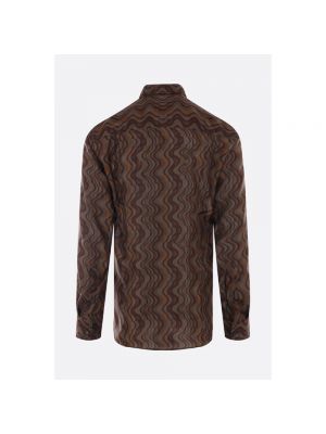 Camisa de seda con estampado con estampado geométrico Dries Van Noten marrón