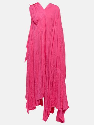 Sukienka midi w kwiatki żakardowa Balenciaga różowa