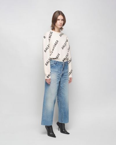 Bombažni pulover Balenciaga bela
