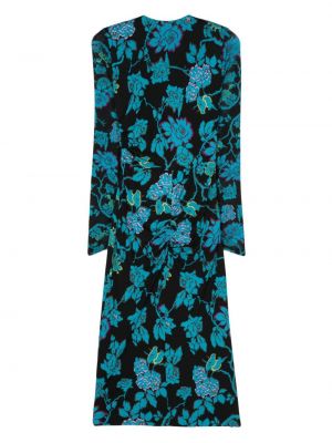 Robe mi-longue à fleurs à imprimé Dvf Diane Von Furstenberg noir