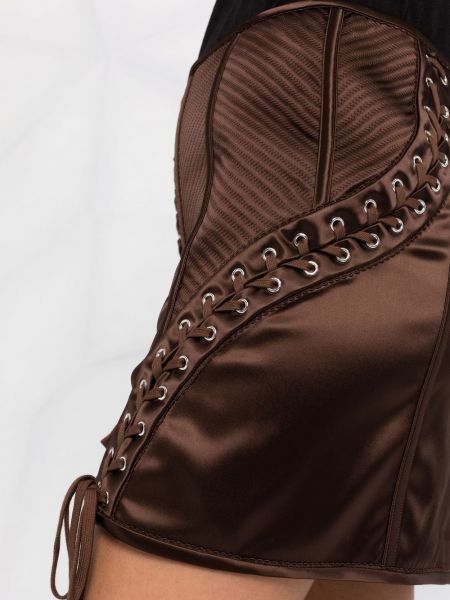 Krajkové šněrovací mini sukně Dolce & Gabbana hnědé
