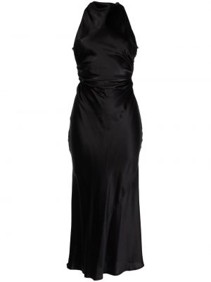 Копринена коктейлна рокля Reformation черно