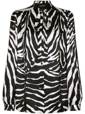 Košeľa s mašľou s potlačou so vzorom zebry Dolce & Gabbana