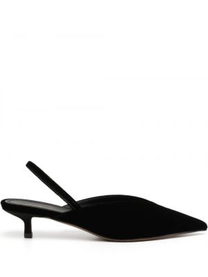 Кадифени полуотворени обувки с отворена пета Neous черно