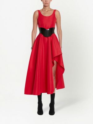Drapované asymetrické večerní šaty Alexander Mcqueen červené