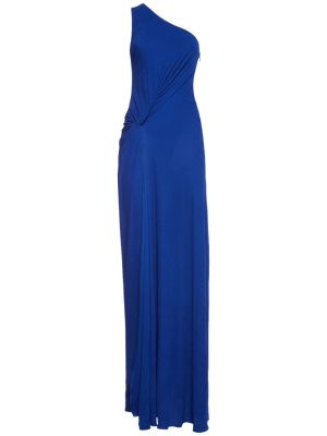 Sukienka długa z dżerseju z krepy Tom Ford niebieska
