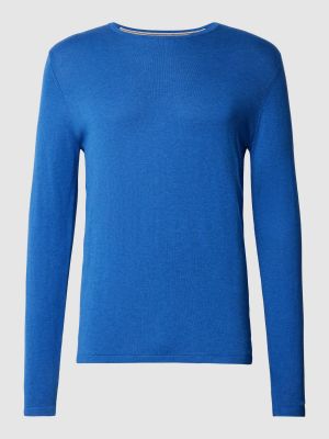 Niebieski dzianinowy sweter w jednolitym kolorze Christian Berg Men