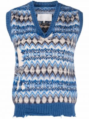 Пуловер без ръкави Maison Margiela синьо