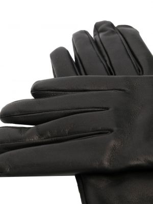 Jedwabne rękawiczki skórzane Saint Laurent czarne