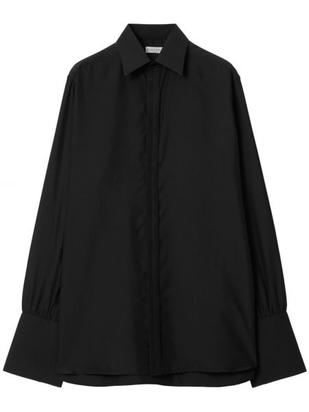Копринена риза Burberry Черно