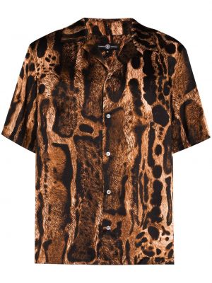 Camisa de seda con estampado leopardo Edward Crutchley marrón