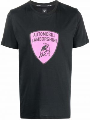 Памучна тениска с принт Automobili Lamborghini черно