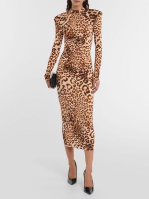 Midi obleka s potiskom z leopardjim vzorcem Rotate Birger Christensen