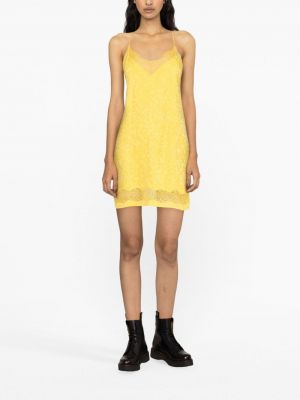 Krajkové žakárové hedvábné šaty Zadig&voltaire žluté