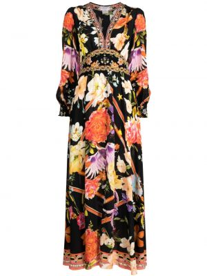 Rochie lunga cu model floral cu imagine Camilla negru