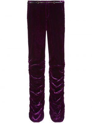 Pantaloni cu picior drept de catifea Gucci violet