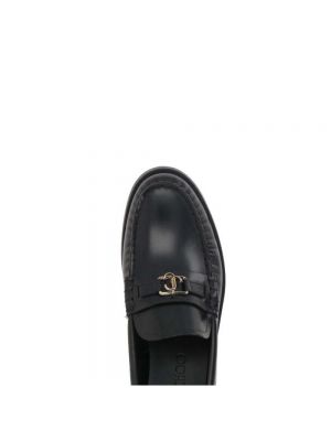 Loafers de cuero de punta redonda Jimmy Choo negro