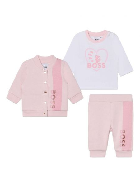 Pantaloni con stampa Boss Kidswear rosa