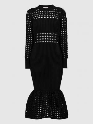 Ажурное платье миди Alexander Mcqueen черное