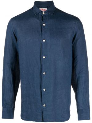 Λινό πουκάμισο Mc2 Saint Barth μπλε