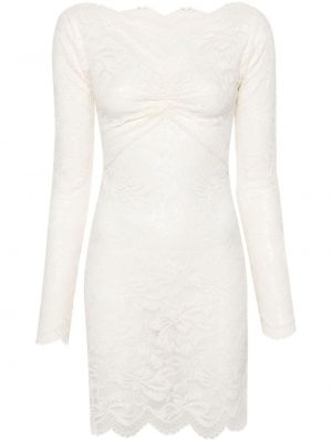 Φλοράλ μini φόρεμα με δαντέλα Rabanne λευκό