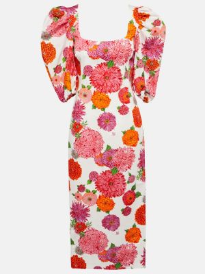 Bombažna midi obleka s cvetličnim vzorcem La Doublej