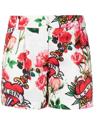 Kratke hlače s cvjetnim printom s printom Philipp Plein bijela