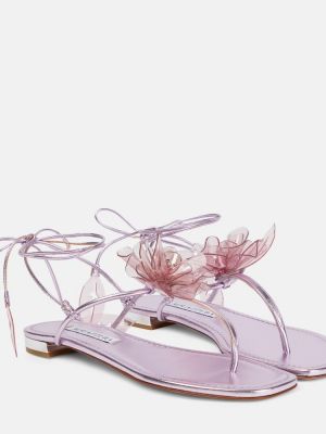 Kožené sandále Aquazzura fialová