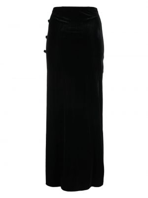 Sametové dlouhá sukně s mašlí Ganni černé