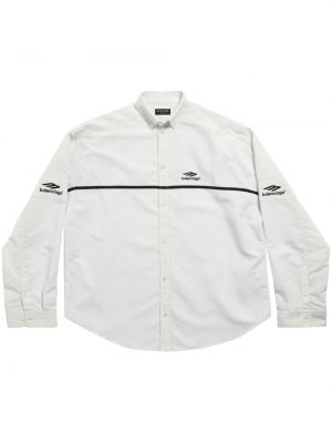 Ριγέ πουκάμισο με κέντημα Balenciaga λευκό
