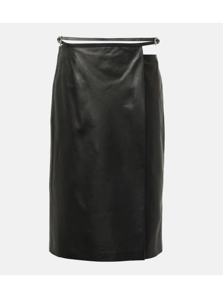 Falda midi de cuero Givenchy negro