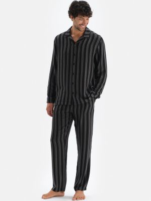 Pruhované pyžamo Dagi černé