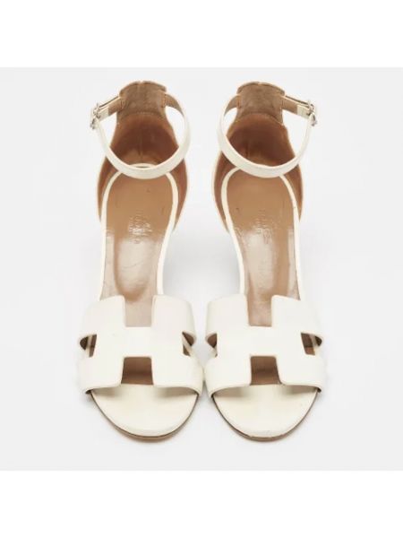 Sandalias de cuero retro Hermès Vintage blanco