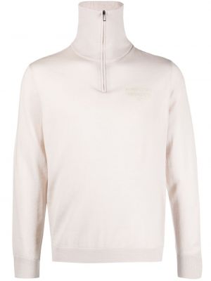 Vlnený sveter s výšivkou Emporio Armani biela