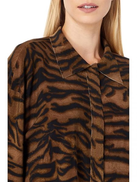 Тигровая рубашка оверсайз Norma Kamali коричневая