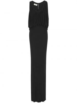 Коктейлна рокля без ръкави с драперии Saint Laurent черно