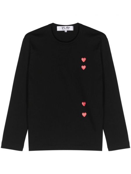 T-shirt en coton à imprimé de motif coeur Comme Des Garçons Play noir