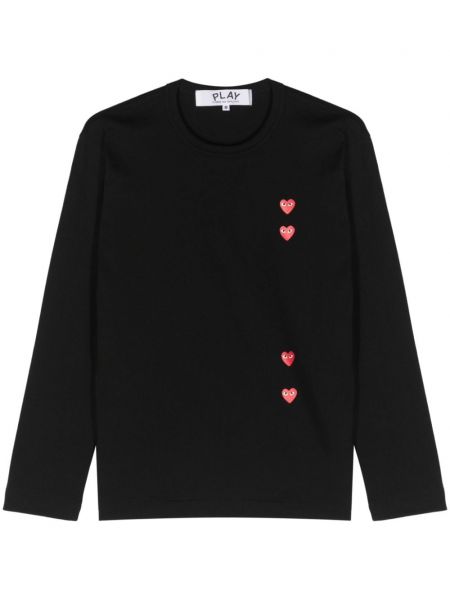 Tricou din bumbac cu imagine cu motiv cu inimi Comme Des Garcons Play negru