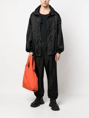 Žakárová bunda s kapucí Moschino černá